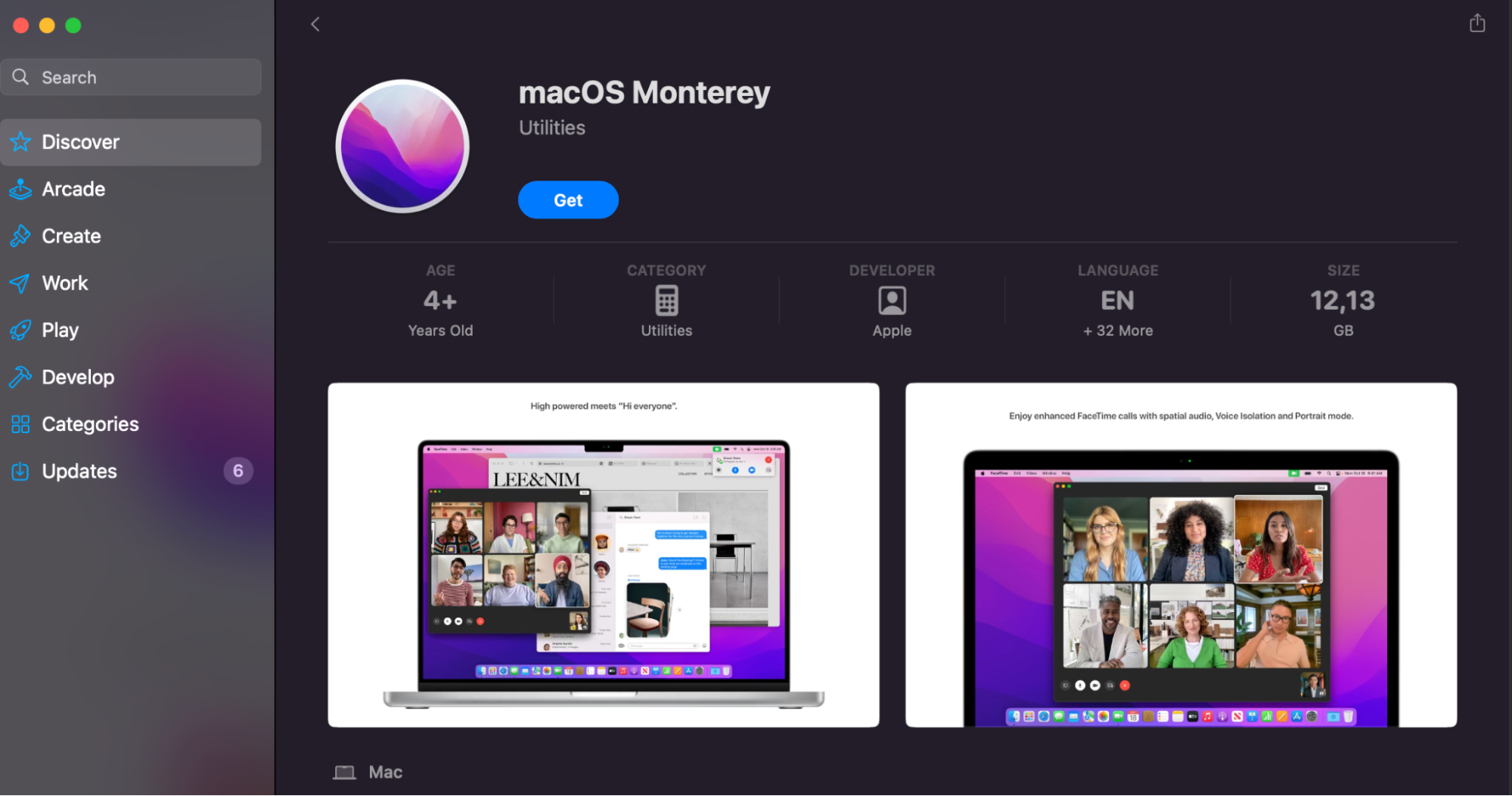 The macOS Monterey installer inside the App Store on Mac. If macOS Monterey cannot be installed on Macintosh HD, download the installer to create a new bootable USB drive.