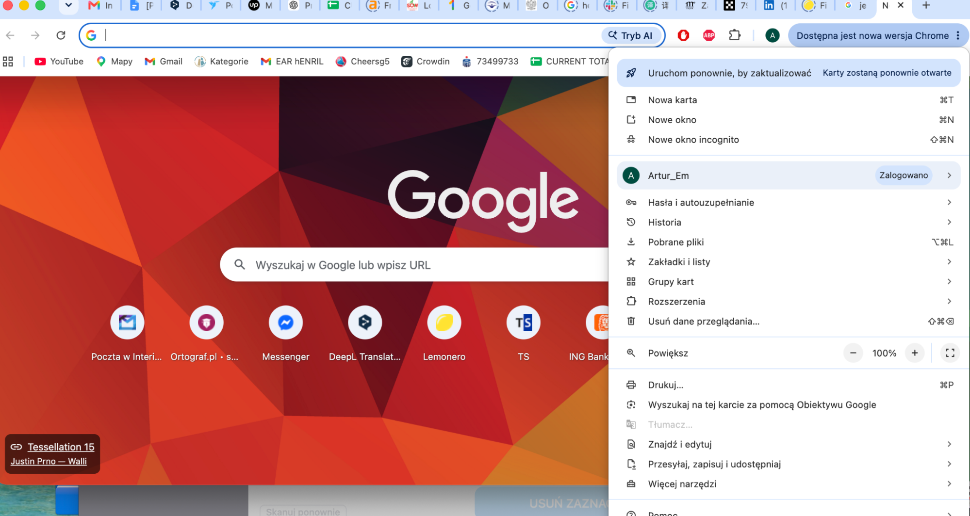 Aby wyczyścić pamięć podręczną i pliki cookie w Chrome, otwórz Chrome i kliknij ikonę trzech kropek w prawym górnym rogu, a następnie Usuń dane przeglądania. Może to pomóc zwolnić miejsce na dysku na Macu.