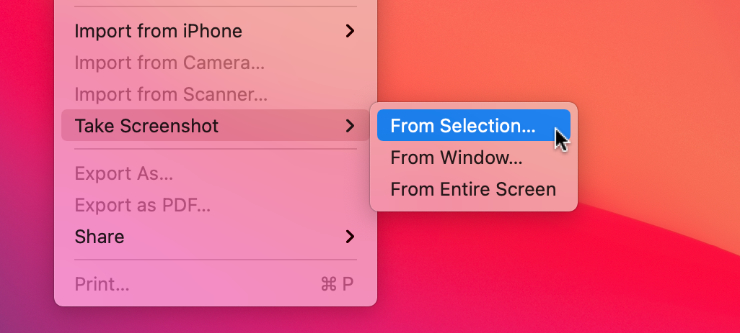 menu bar take screenshot option menu bar take screenshot option