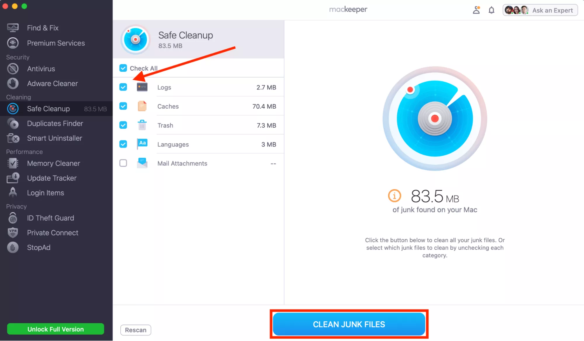 MacKeeper Safe Cleanup on Mac. Select the files you want to delete, then click Clean Junk Files to free up space before you download Windows games on Mac.