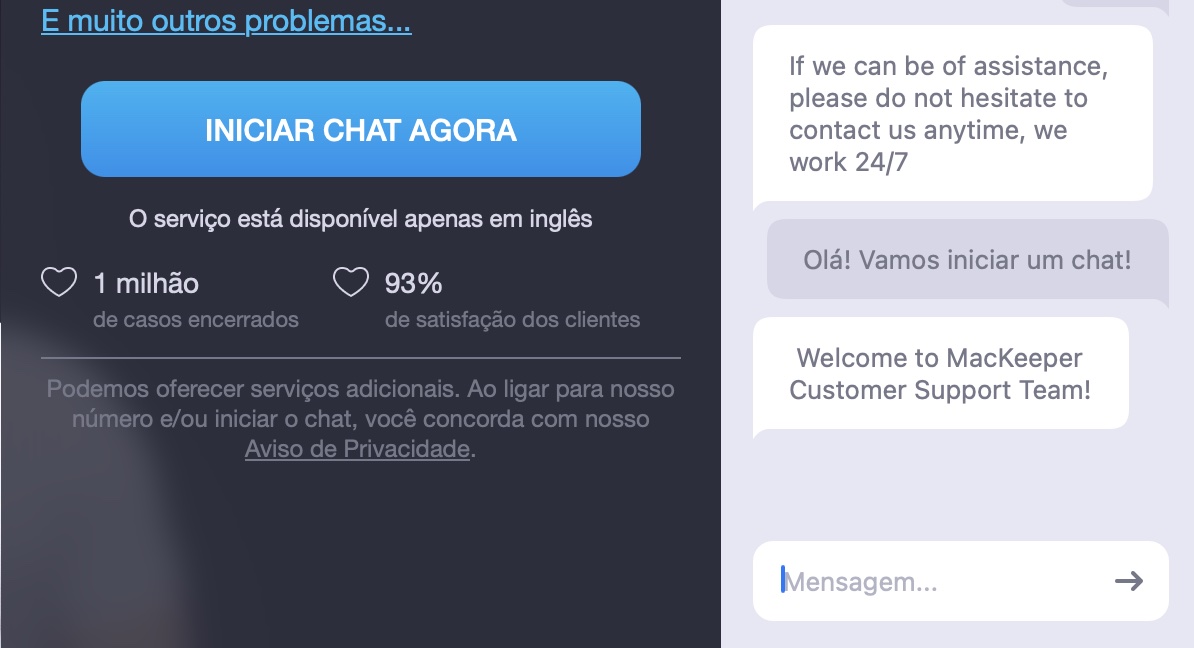 Digite sua dúvida na caixa de chat ao vivo para se conectar com um consultor. Você receberá as instruções sobre como corrigir a Touch Bar.