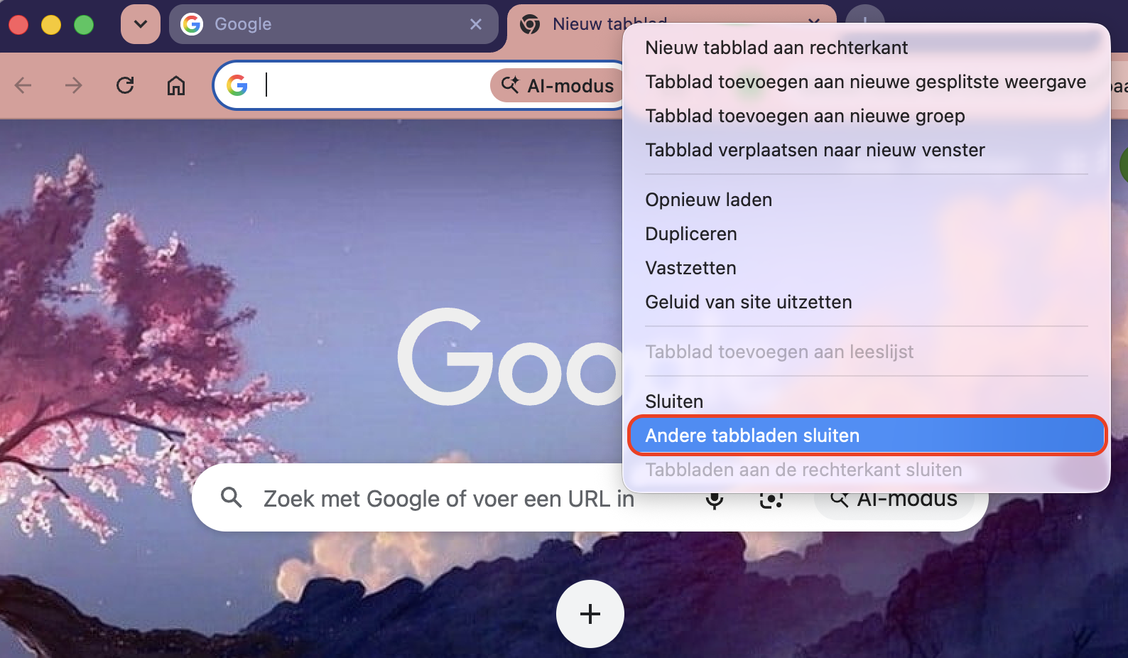 Klik in Chrome met de rechtermuisknop op de tabbladbalk en kies vervolgens Andere tabbladen sluiten om snel alle tabbladen behalve het actieve te sluiten.