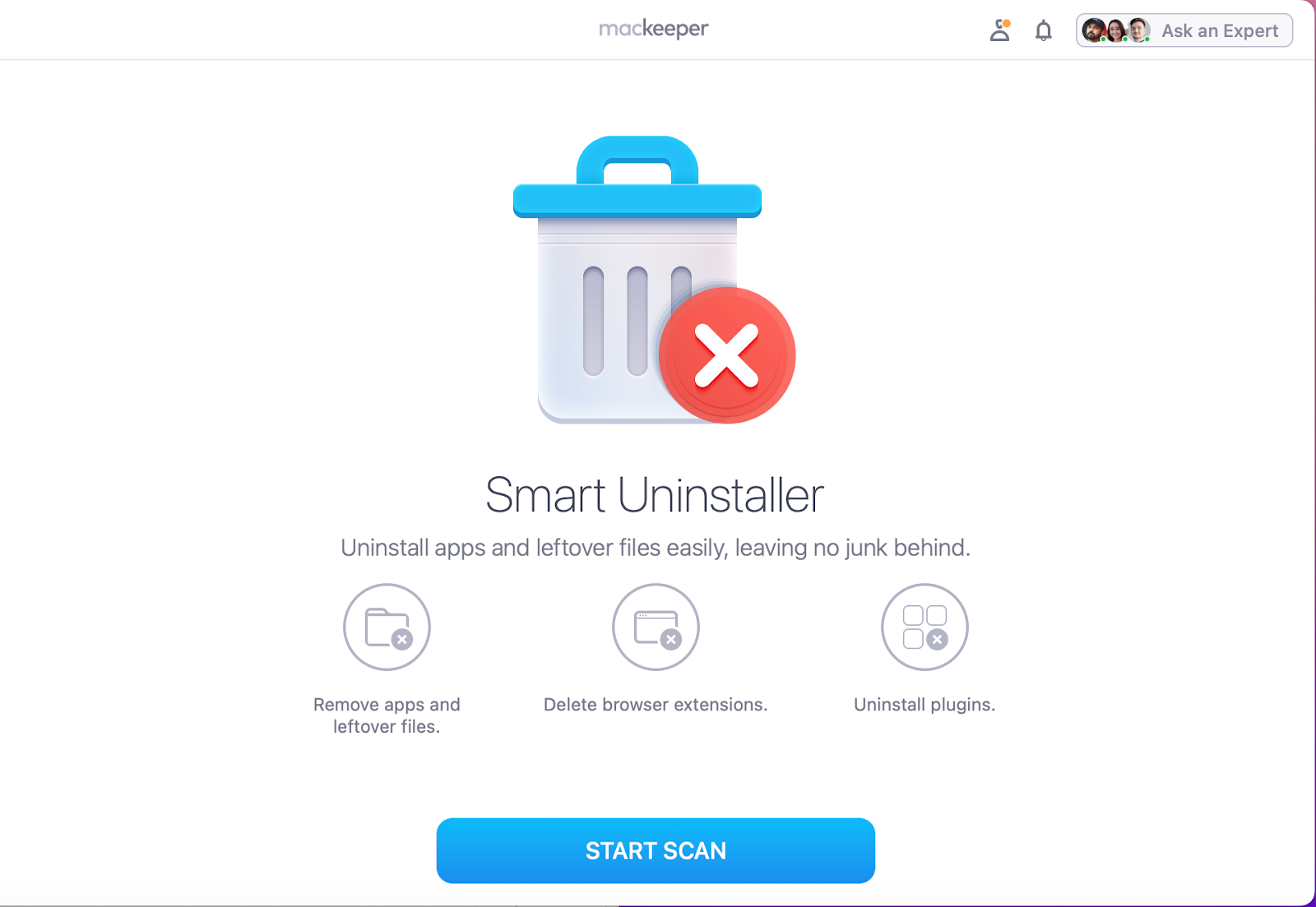 To remove VMWare Fusion from Mac, first open MacKeeper and head to the Smart Uninstaller features. Then you can click on the Start scan button to begin the scan for the VMWare Fusion app and other digital clutter. To remove VMWare Fusion from Mac, first open MacKeeper and head to the Smart Uninstaller features. Then you can click on the Start scan button to begin the scan for the VMWare Fusion app and other digital clutter.