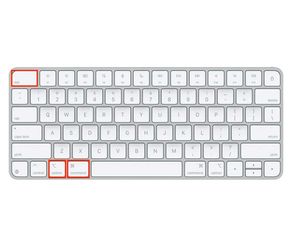 To solve minor issues causing the Safari can’t connect to iCloud Private Relay alert to trigger on your Mac, press the Option + Command + Esc keys together.