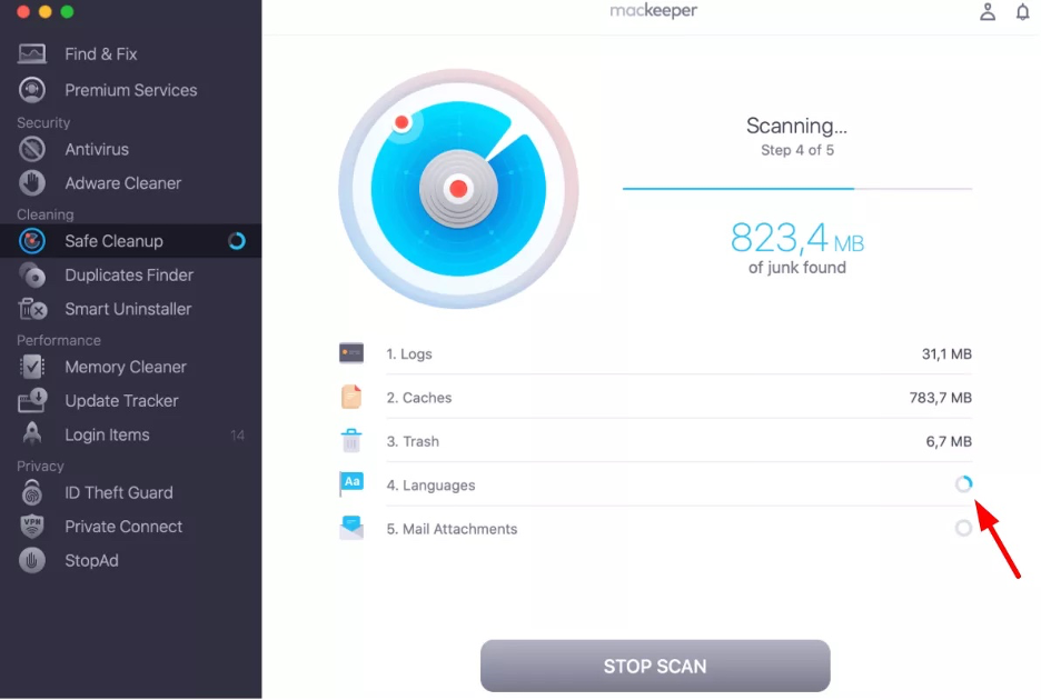 To benefit from MacKeeper’s Safe Cleanup tool and improve your MacBook’s performance before you use it as a second screen, wait until the process is complete and the app has finished scanning all your device.