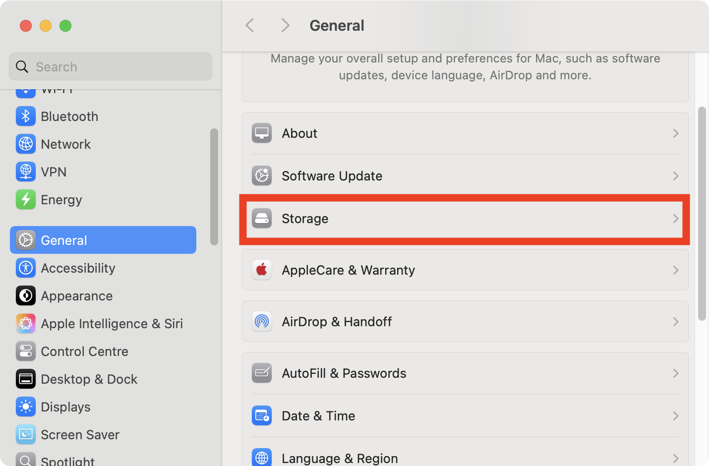 If your Mac is running short on disk space, it can affect your ability to apply macOS updates. You can check used space in your System Settings.