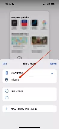 private browsing option on iOS Safari