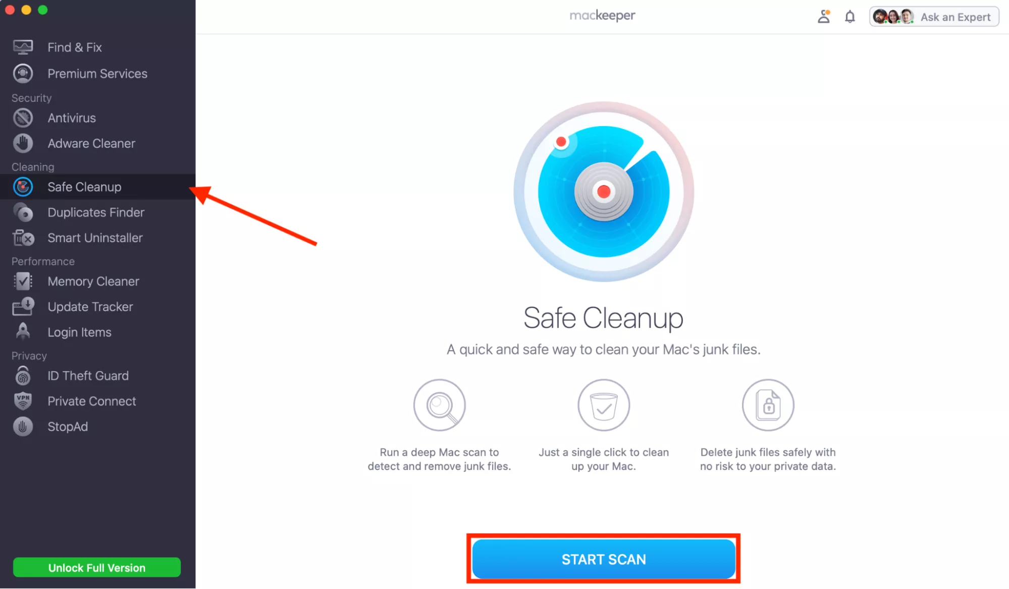 MacKeeper Safe Cleanup on Mac. If you want to free up space to download Windows games on Mac, Safe Cleanup is a great way to remove system junk.