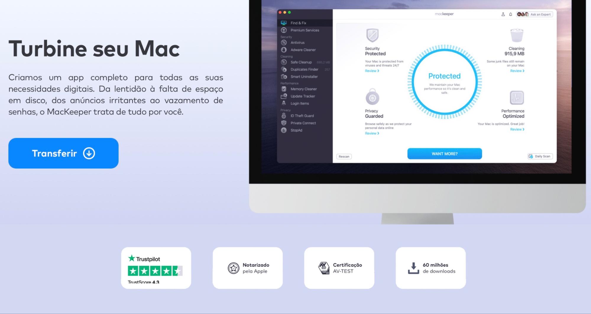 Para usar o recurso Atualizações Automáticas do MacKeeper como um método alternativo para verificar se o Mail e outros apps estão atualizados, primeiro você precisará baixar o app no site oficial do MacKeeper, caso ainda não o tenha feito.
