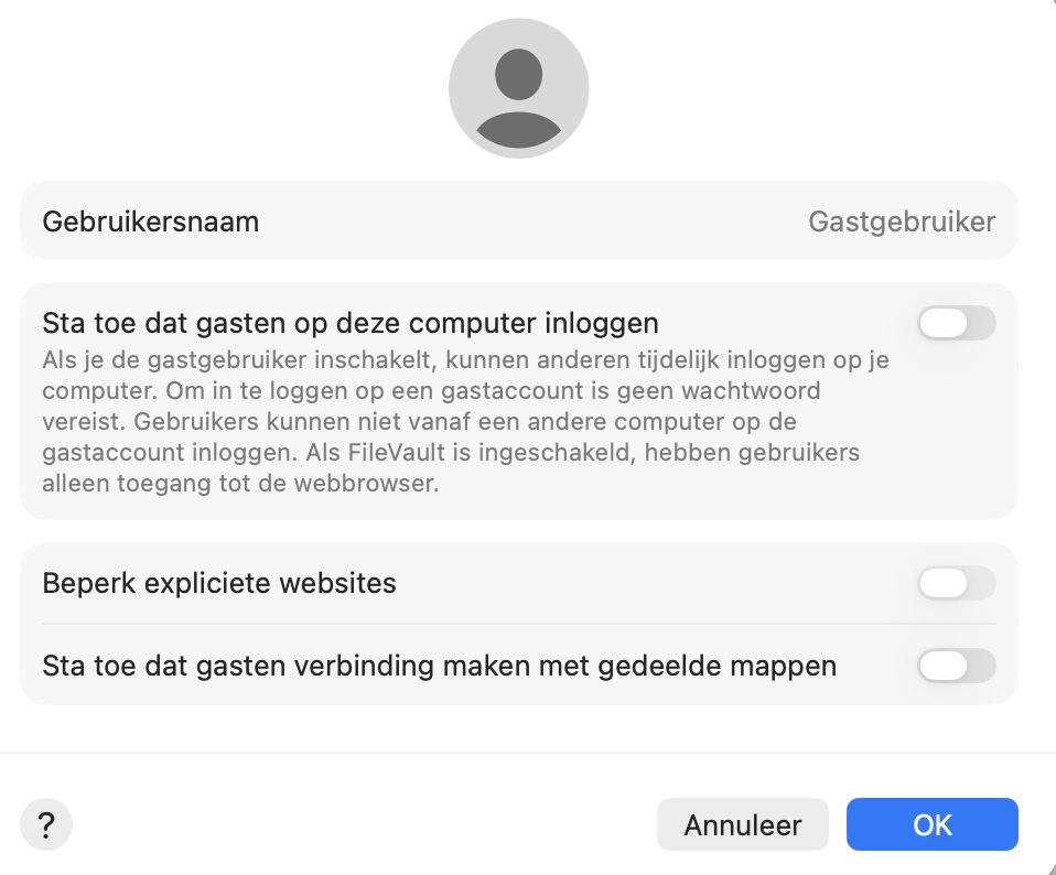Om nog een stap verder te gaan, kun je extra accounts toevoegen, zoals een gastgebruiker, zodat je eigen account gescheiden blijft. Het beheerdersaccount kan de acties en toegang van andere gebruikers beperken en zo je beveiliging en privacy verder verbeteren.