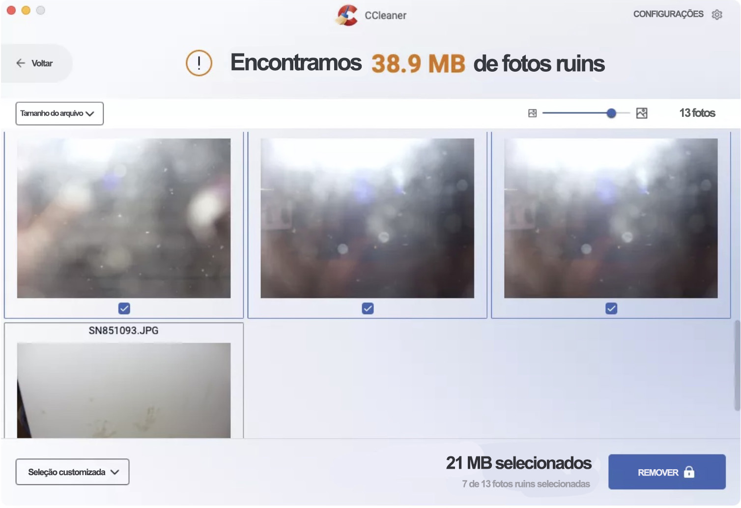 Depois que o CCleaner localiza suas imagens no Mac, você pode optar por removê-las sem muita dificuldade. Depois de fazer isso, você também liberará mais espaço no seu dispositivo.