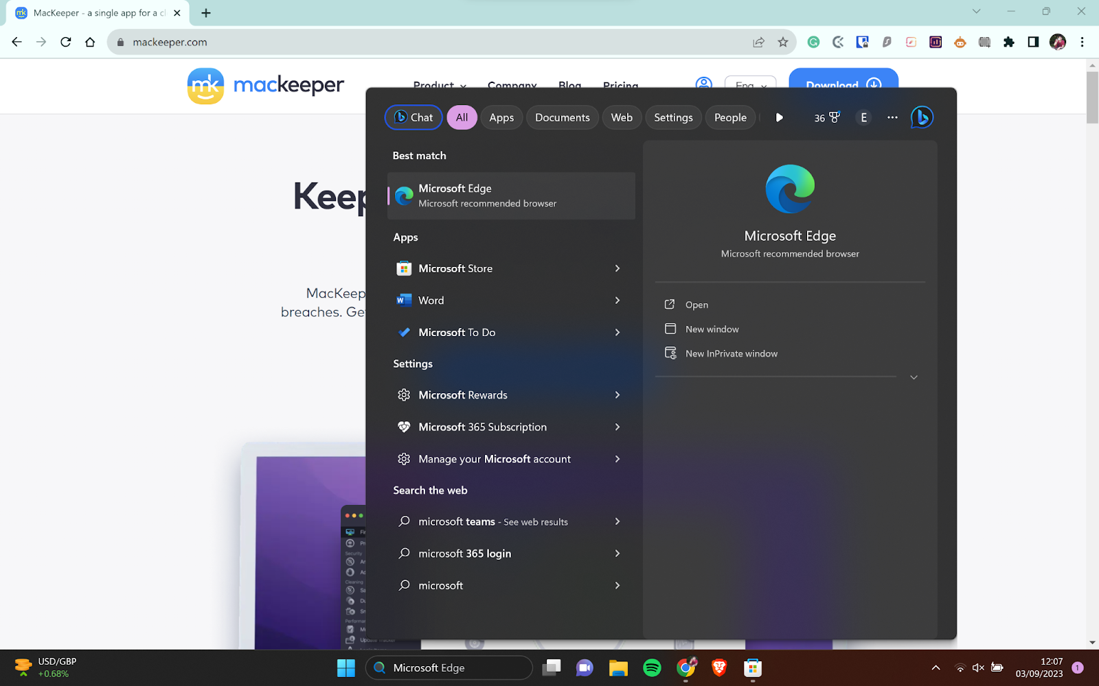 In Windows 11, there's a search bar right next to the Start menu icon. Simply click on it and start typing to search for something, including apps and websites.