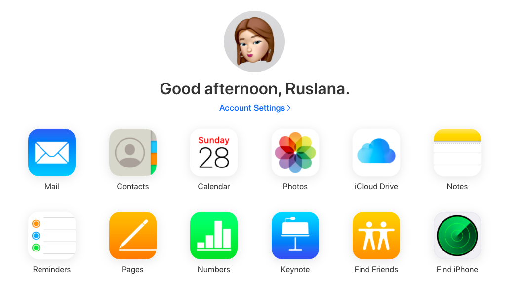 iCloud welcome page in browser iCloud welcome page in browser