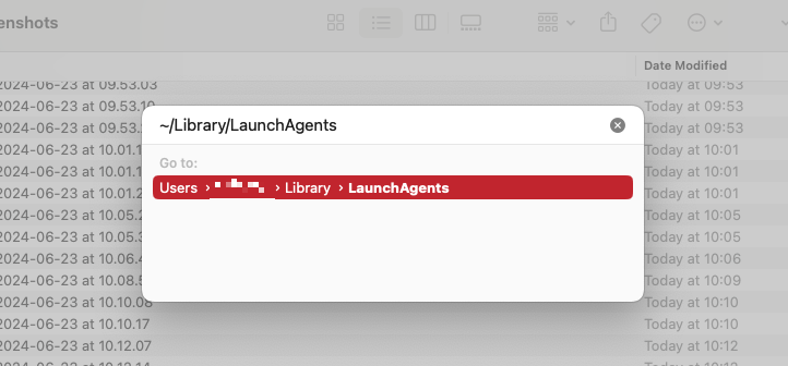 Use the Go to Folder function to search for and open the LaunchAgents folder on your Mac. This is filled with apps and processes that launch with macOS.