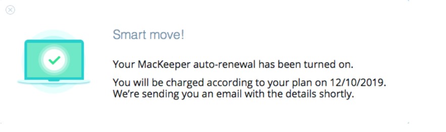 Turn On Auto-Renewal confirmation Turn On Auto-Renewal confirmation
