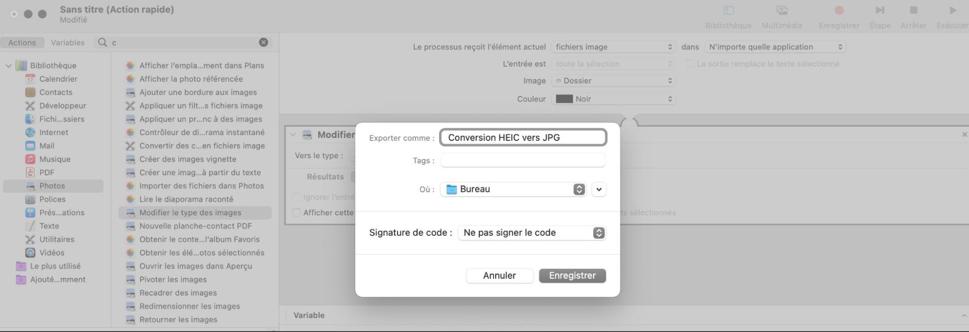 Modifier le type des images Modifier le type des images