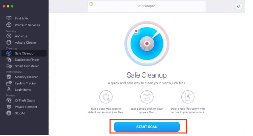 Start Scan in Safe Cleanup Start Scan in Safe Cleanup