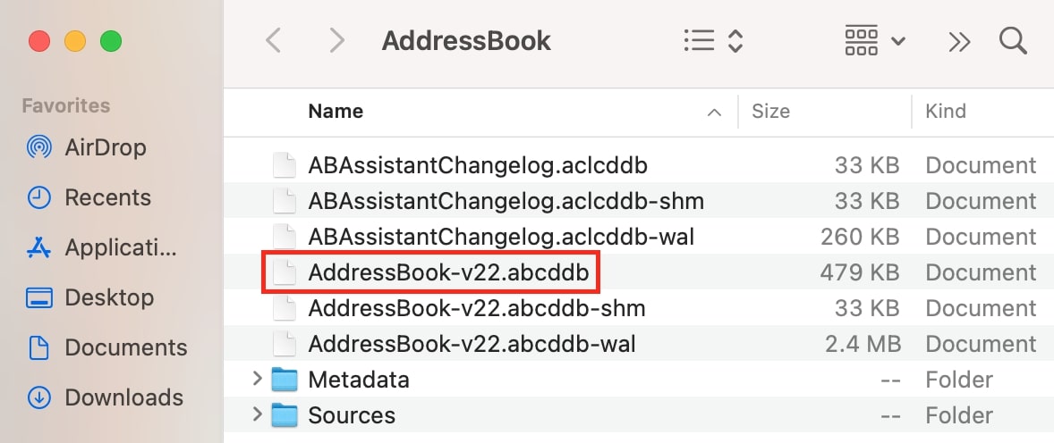 AddressBook file on Mac AddressBook file on Mac