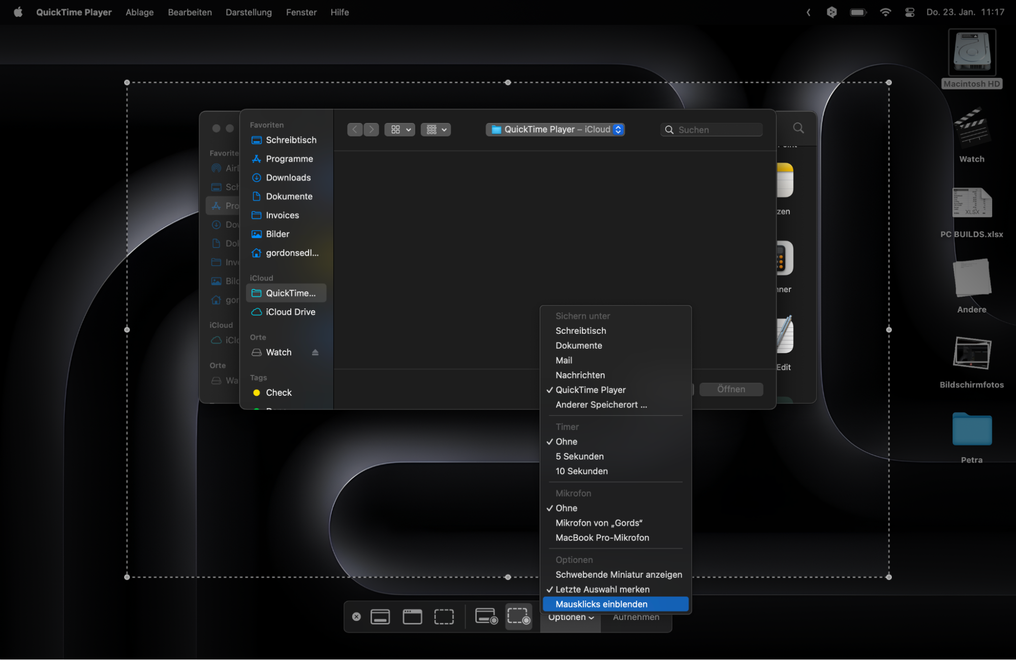 Das Bild zeigt die QuickTime Player-Einstellungen auf einem MacBook. Der QuickTime Player bietet grundlegende Aufnahmefunktionen für Mac-Geräte. Das Bild zeigt die QuickTime Player-Einstellungen auf einem MacBook. Der QuickTime Player bietet grundlegende Aufnahmefunktionen für Mac-Geräte.
