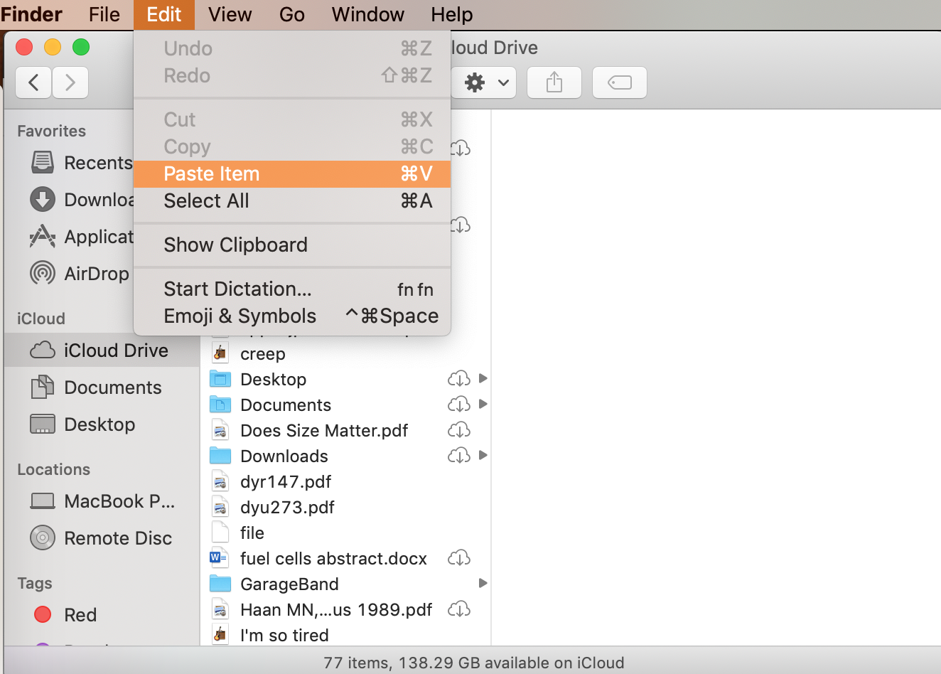 paste file option in the edit menu in finder paste file option in the edit menu in finder