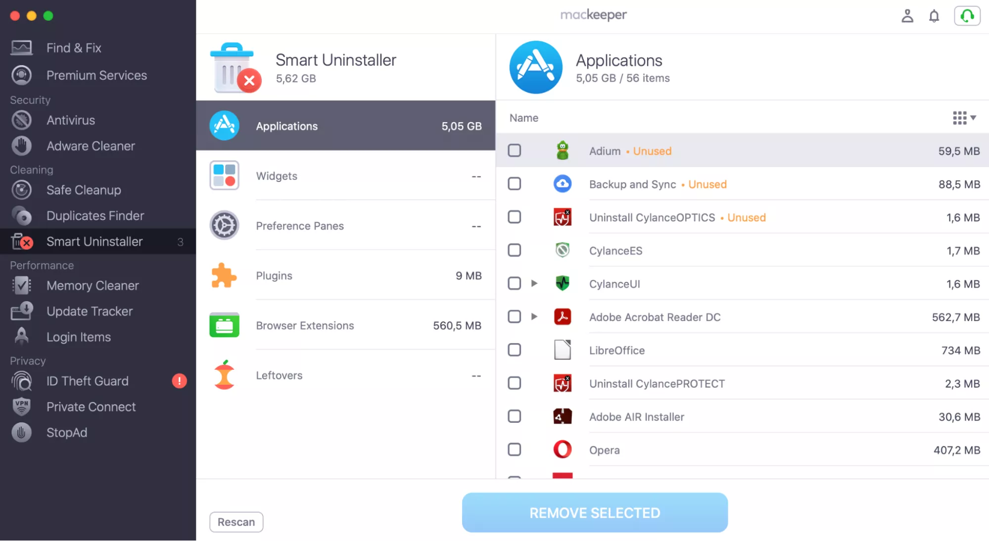 To finish the professional cleaning of your Mac and get more space, go to MacKeeper's Smart Uninstaller feature and delete the apps you don’t need