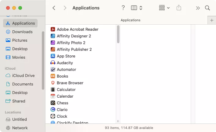 Applications folder in macOS.