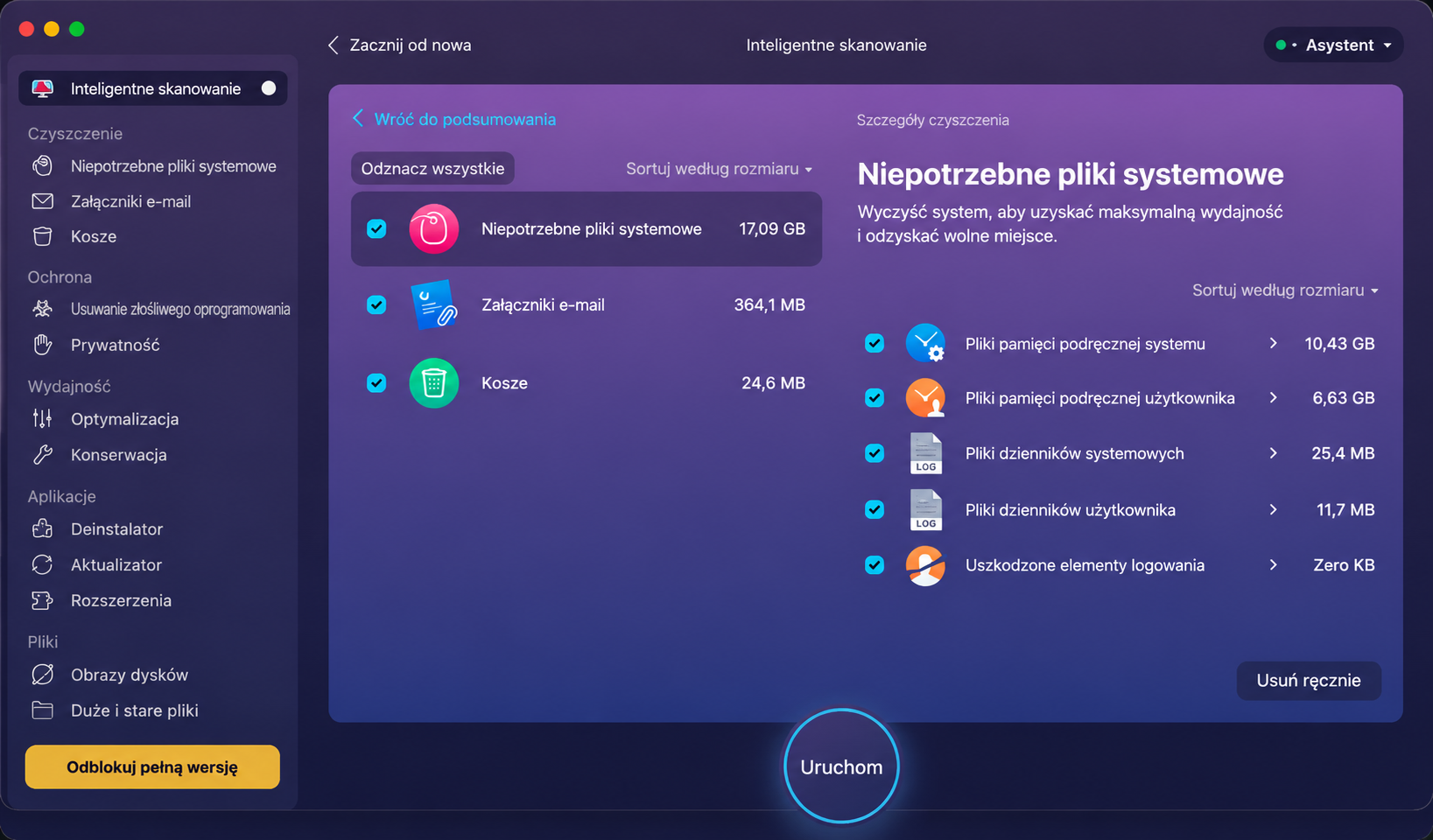 Narzędzie CleanMyMac X również może pomóc Ci w czyszczeniu Maca. Zobacz wynik naszego badania jego możliwości czyszczenia.