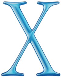 O logo do macOS Cheetah é exibido. O Cheetah foi a primeira versão do macOS lançada em 2001, apresentando uma única imagem de X em azul.