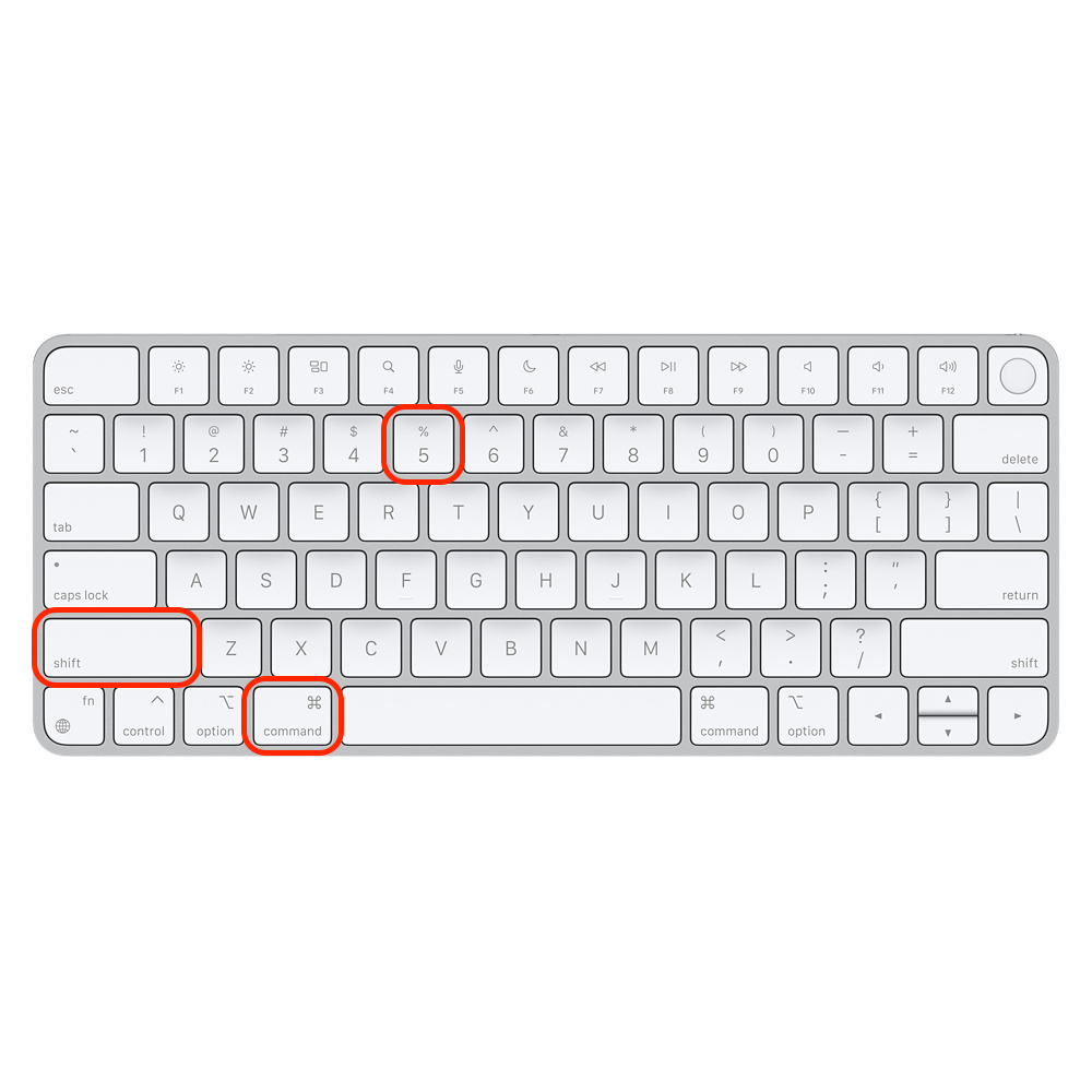 Press Command + Shift + 5 to open the complete Screenshot app menu for advanced capture tools and screen recording options on your Mac.