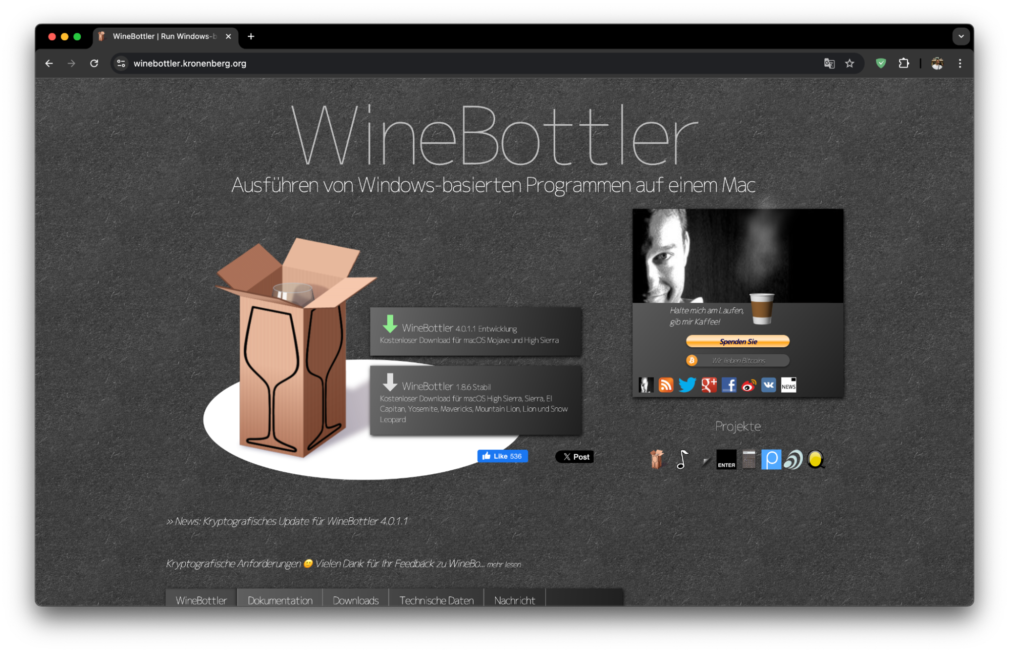 Bitte besuchen Sie die Webseite von Wine, um das Programm herunterzuladen. Mit Wine können Sie Windows-Programme, einschließlich EXE-Dateien, auf einem Mac oder MacBook verwenden.