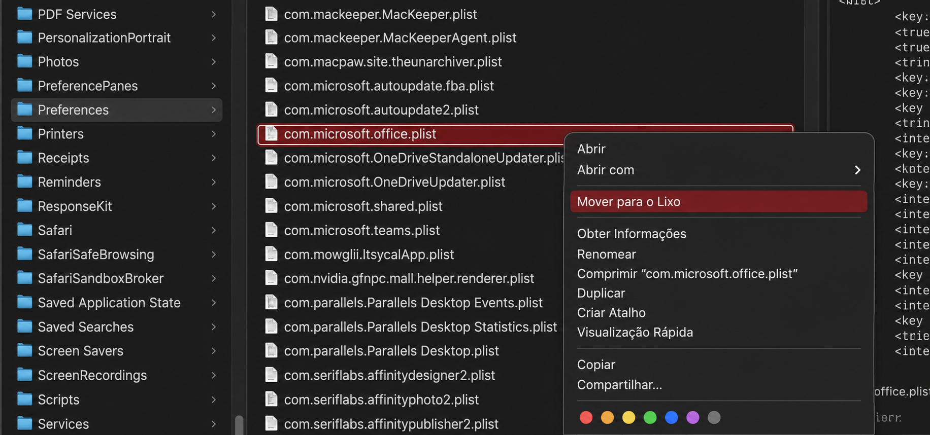 Percorra o conteúdo da pasta Preferences e procure qualquer coisa relacionada ao Microsoft Word. Exclua e tente abrir o Word novamente.