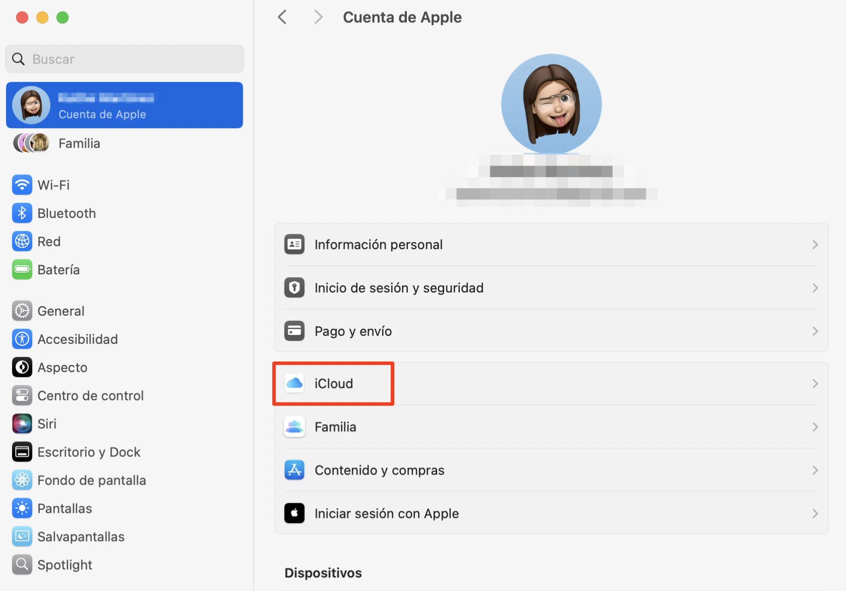 Si el Espacio del disco duro lleno por iCloud Drive es un problema en tu Mac, activa el Almacenamiento optimizado haciendo clic en iCloud dentro de los ajustes de Apple ID.