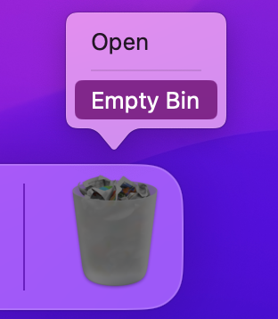Once you’ve sent Bitdefender to your bin, go down to your dock and right-click on the Bin icon. Select Empty to release all left over files and free up space. Once you’ve sent Bitdefender to your bin, go down to your dock and right-click on the Bin icon. Select Empty to release all left over files and free up space.