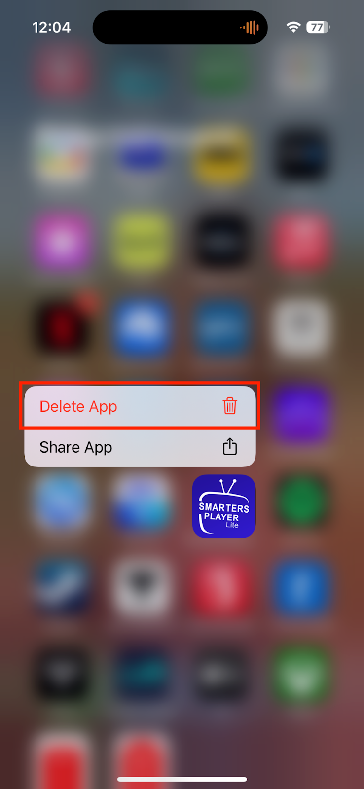 The App Library on iPhone and iPad showing an app being deleted. Tap and hold an app that looks suspicious, then select Delete App to uninstall it.
