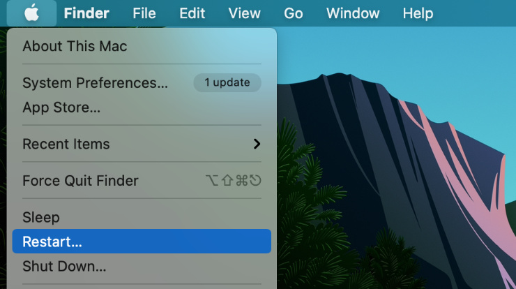 Apple menu > choose Restart