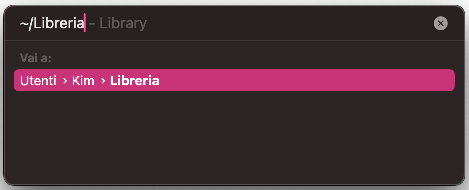 Finestra Vai alla cartella… nel Finder su Mac: usala per accedere alla Libreria nascosta e rimuovere i residui dei software.