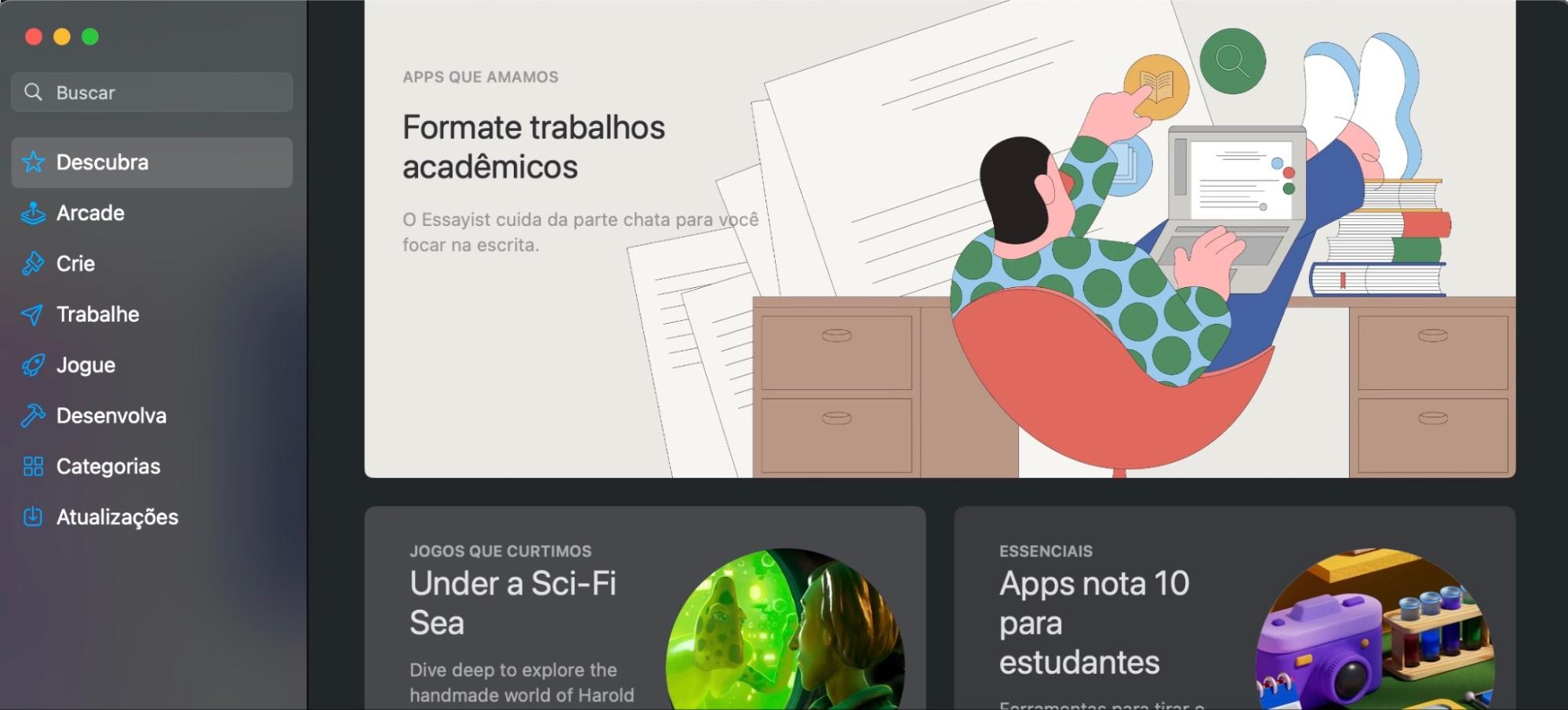 Se você quiser atualizar todos os seus aplicativos instalados de uma só vez para ajudar a melhorar a otimização do Mac, pode acessar a App Store para gerenciar todas as atualizações de uma vez abrindo a aba Atualizações.