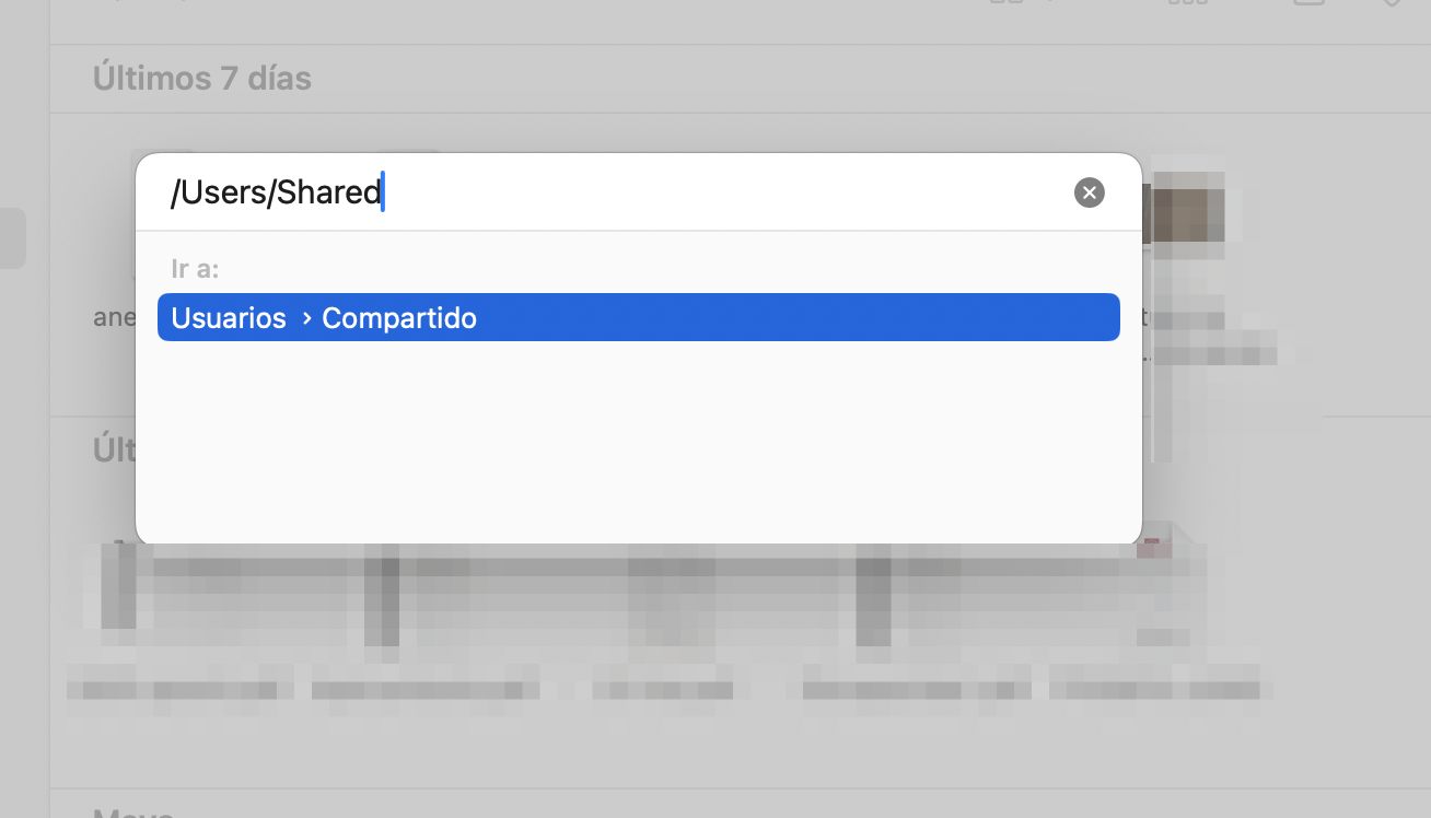 Tras introducir el comando de atajo, accederás a los usuarios compartidos de tu dispositivo y se te mostrará si tienes una carpeta de elementos reubicados que puedes abrir.