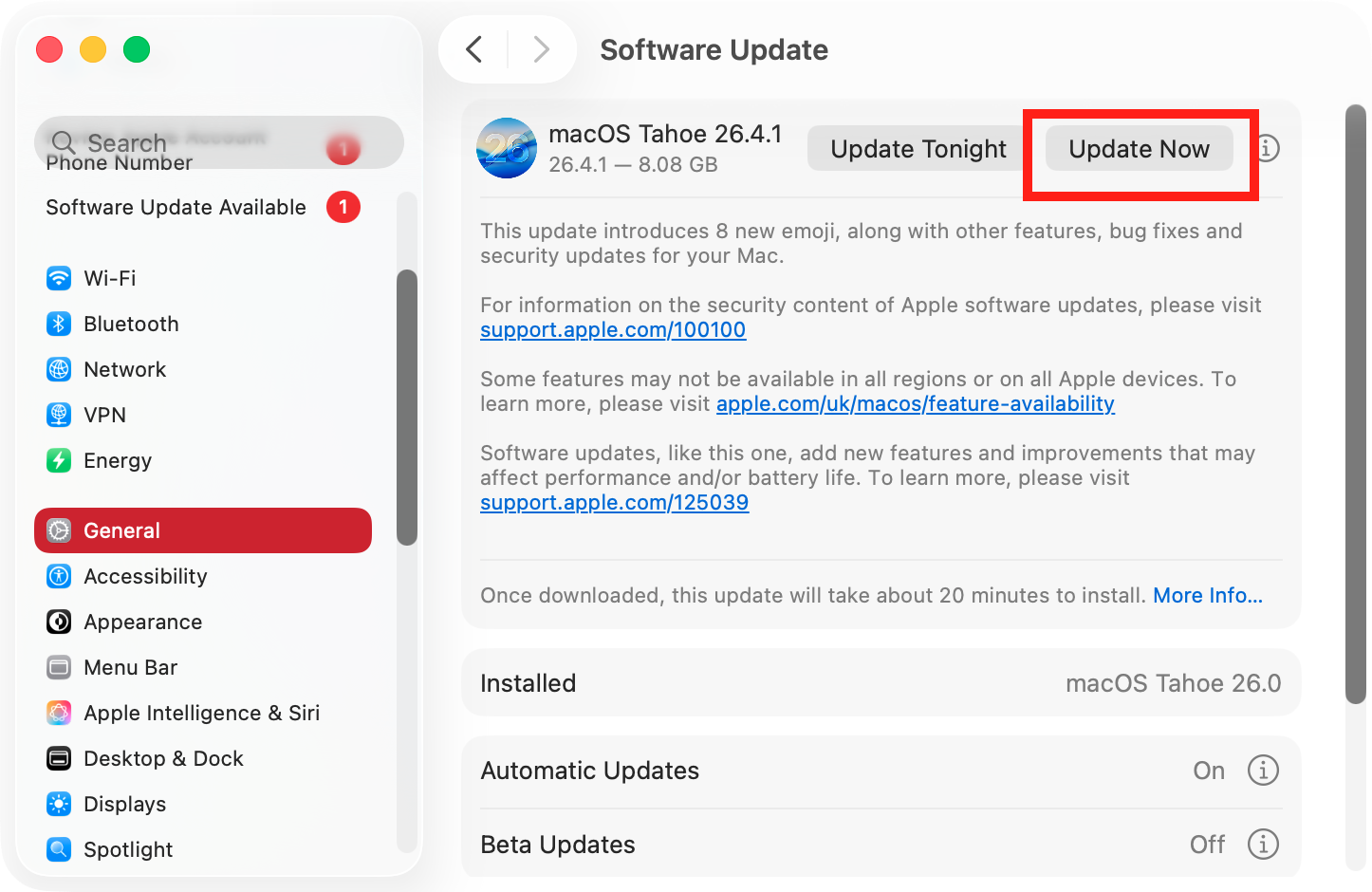 If there's an update available, macOS will let you know, and you can download and apply the update. When it's done, restart your Mac, and see if your searchpartyuseragent issue has been fixed.