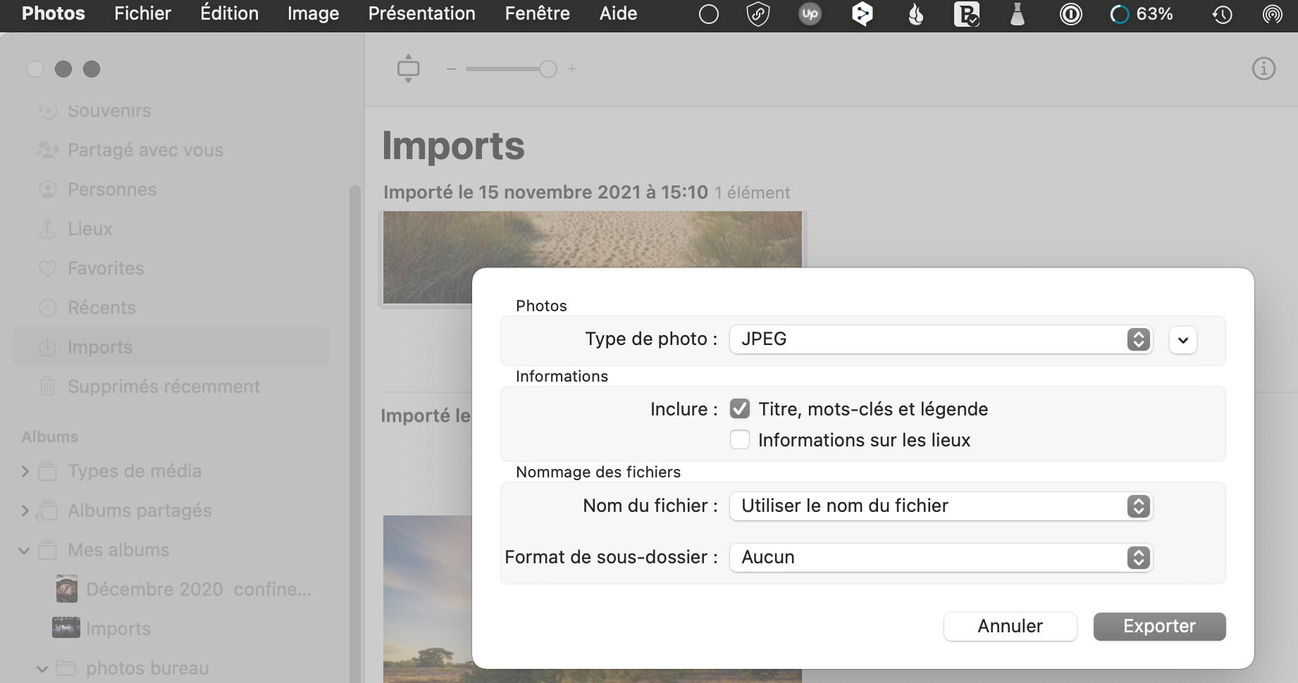 Exporter des photos dans Photos d'Apple Exporter des photos dans Photos d'Apple