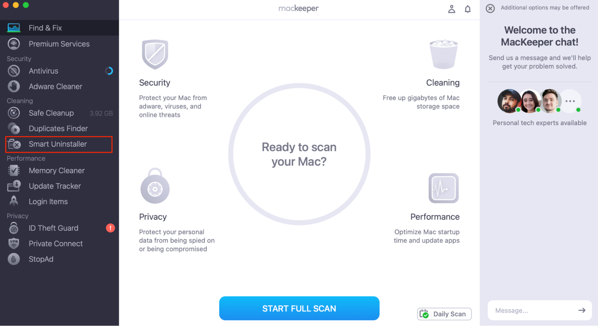 MacKeeper’s Find & Fix home screen, with Smart Uninstaller highlighted in the sidebar. What to do if your Mac has been attacked by ransomware.
