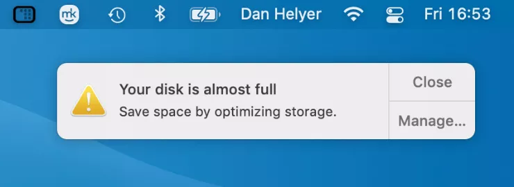 Make space on startup disk