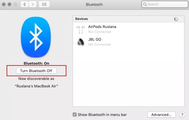 system preferences bluetooth