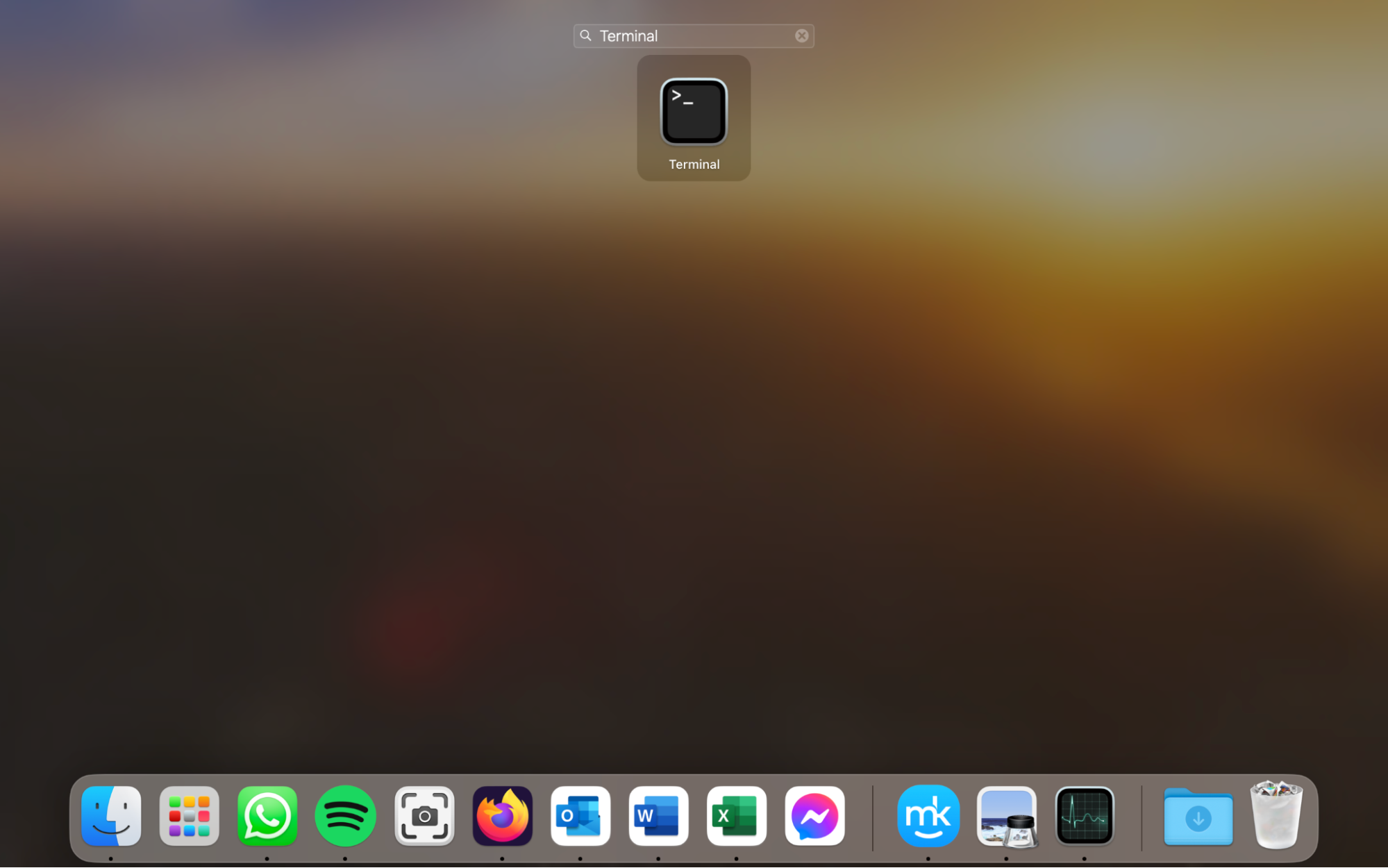 Mac’s Launchpad, with Terminal shown, along with the search bar and Dock. How to manually remove a browser hijacker from Mac: clear the system DNS cache.