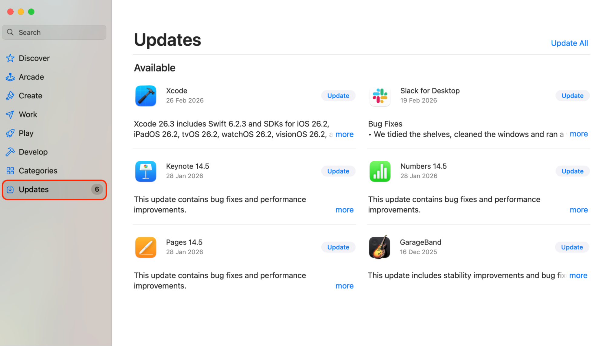 Open the App Store on your Mac, navigate to the Updates section, and install any pending app updates to improve compatibility and prevent system errors.