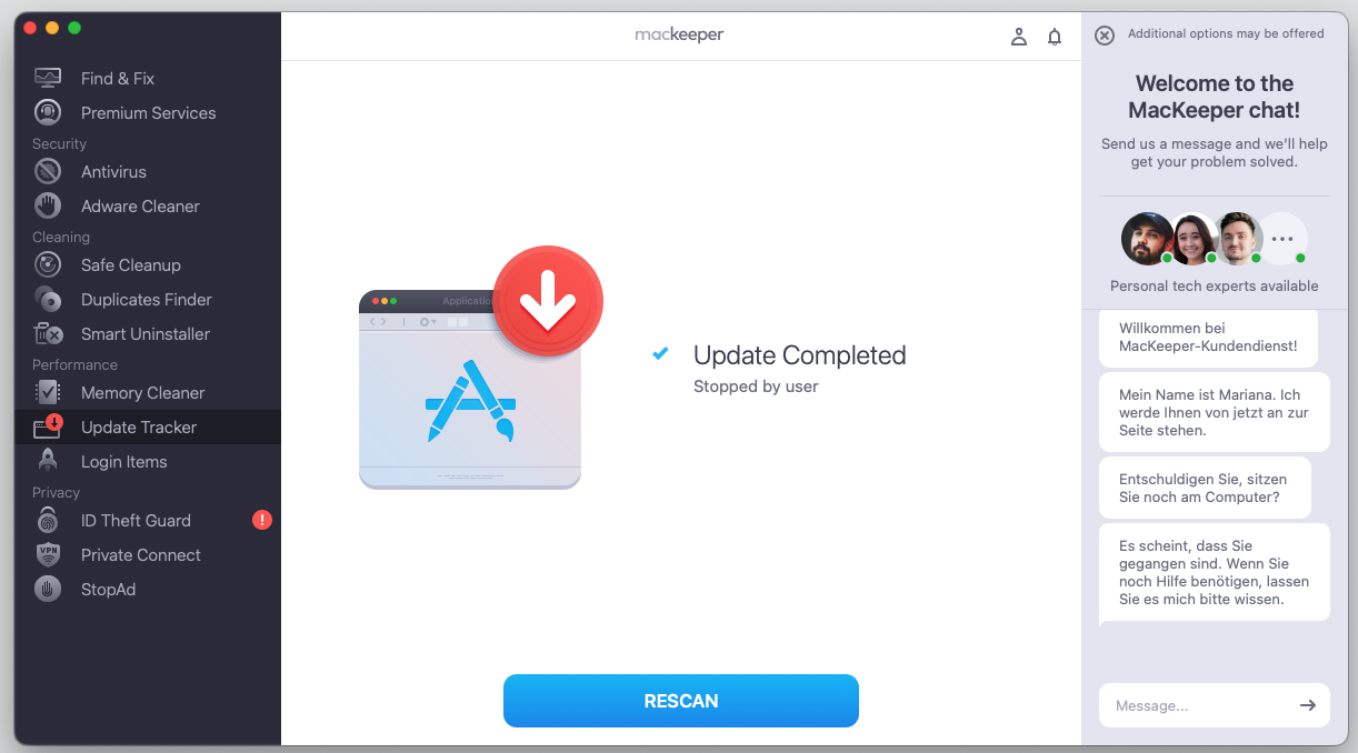 When the update is done on your Mac. MacKeeper's Update Tracker will display the Update Completed confirmation message.