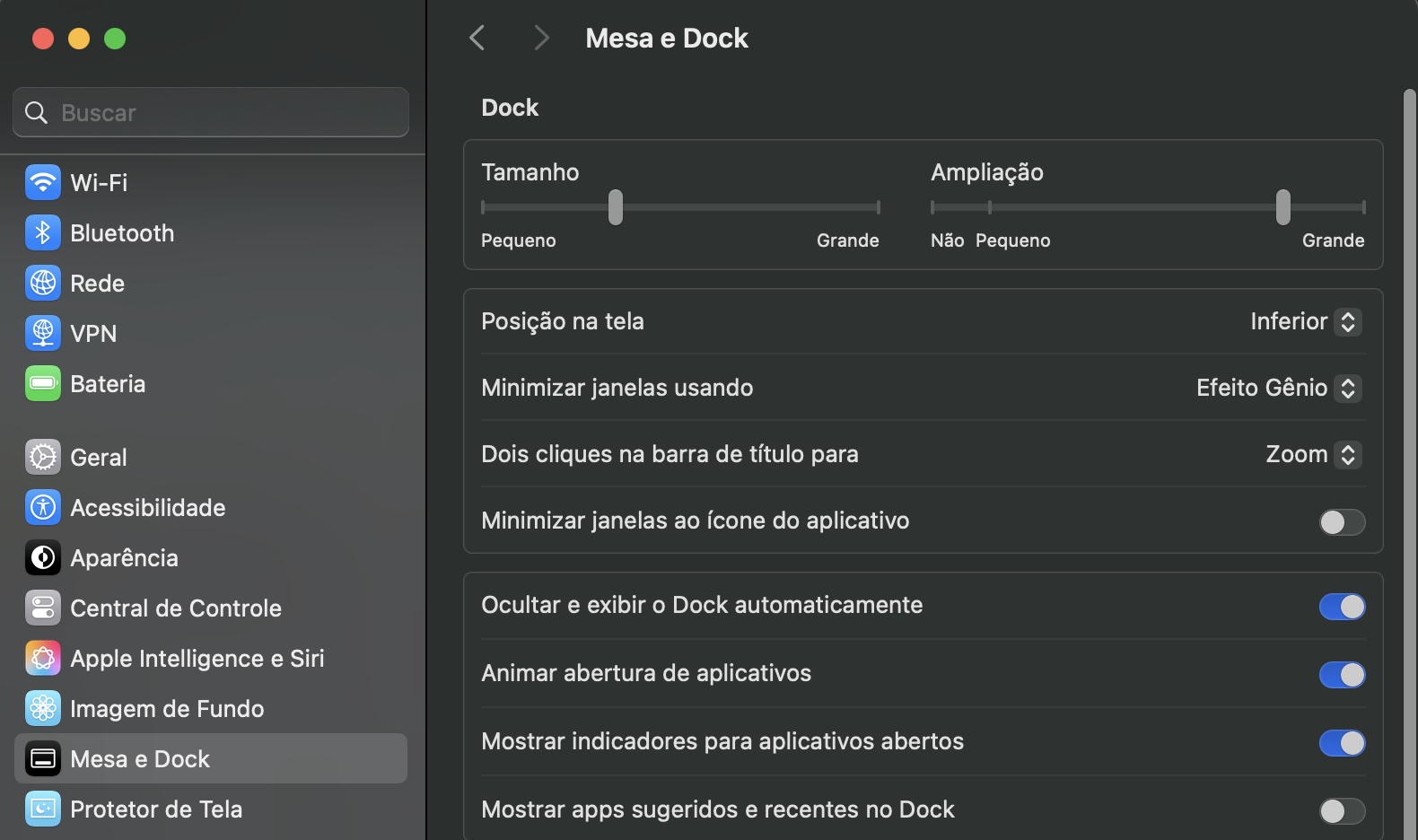 Vá em Mesa e Dock para minimizar o uso de recursos.