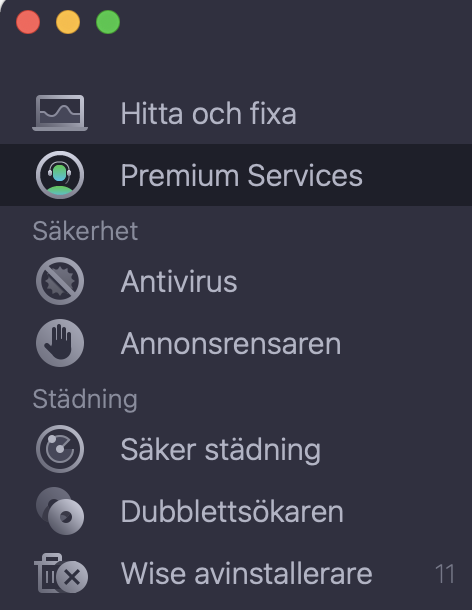 För att kontakta vårt team av experter för ytterligare support kring en Mac som har hängt sig behöver du först öppna MacKeeper-appen och välja funktionen Premium Services.