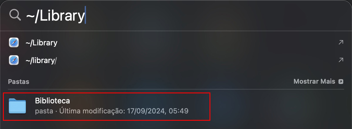 Na barra de menus do macOS, selecione Ir e depois Ir para Pasta. Use isso para navegar até a pasta Biblioteca. A partir daí, você poderá excluir quaisquer arquivos suspeitos.