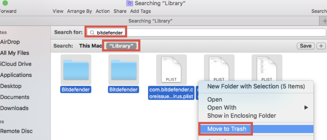 Go back into Finder to open the Go to Folder path. Type in ~/Library/Caches and look for leftover files to associated to Bitdefender and select Move to Bin. Go back into Finder to open the Go to Folder path. Type in ~/Library/Caches and look for leftover files to associated to Bitdefender and select Move to Bin.